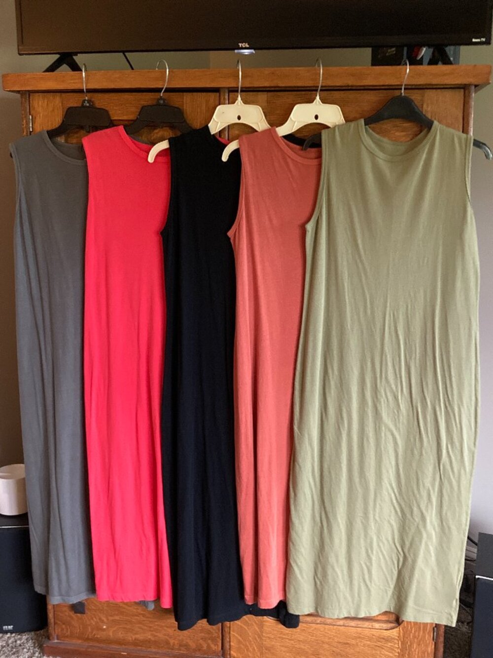 Lot of 5 Universal Thread knit midi dresses, sleeveless, like new & NWT, XS